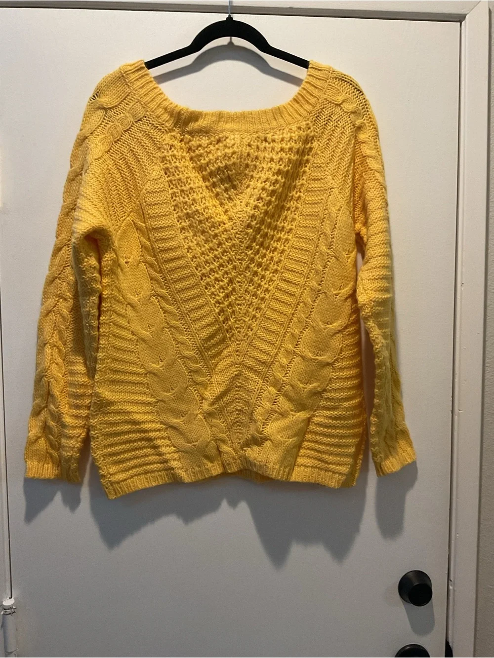 Rebecca Minkoff Juna Yellow Cable Knit Scoop Sweater NWT - Picture 4 of 6